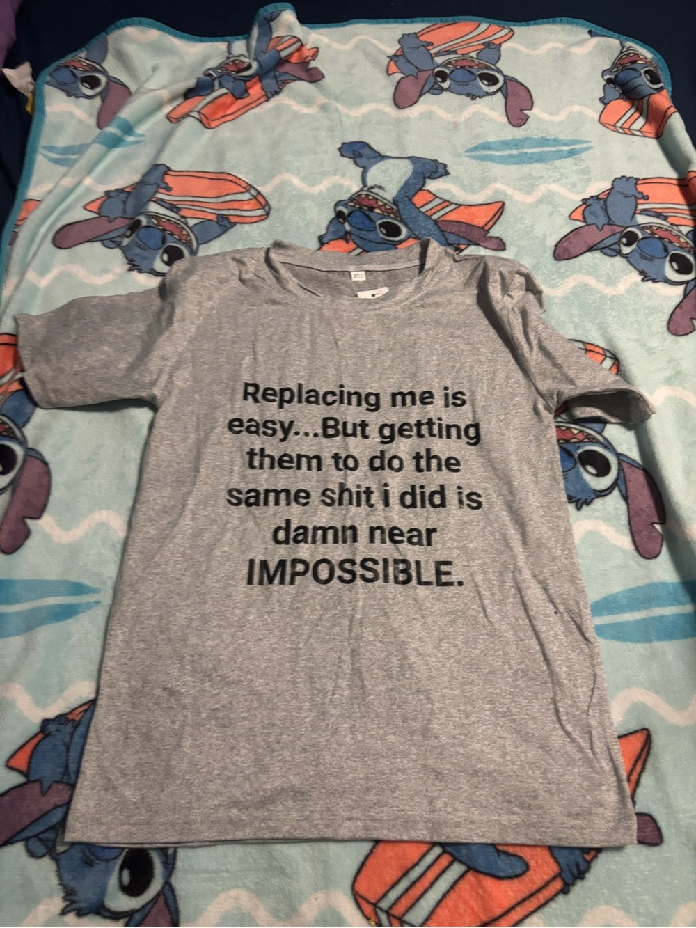 Gray Graphic Tee with Bold Black Text